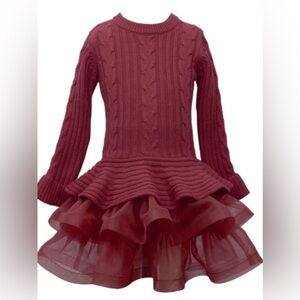 Bonnie Jean Burgundy Knit Dress